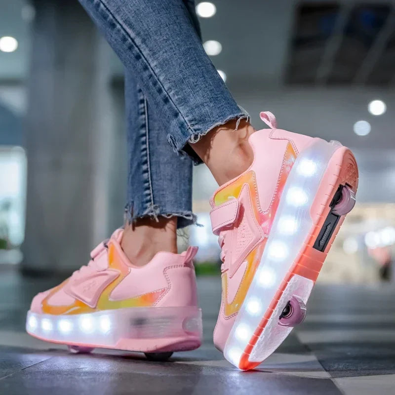 Kindersneakers Met LED Verlichting En Ingebouwde Wieltjes