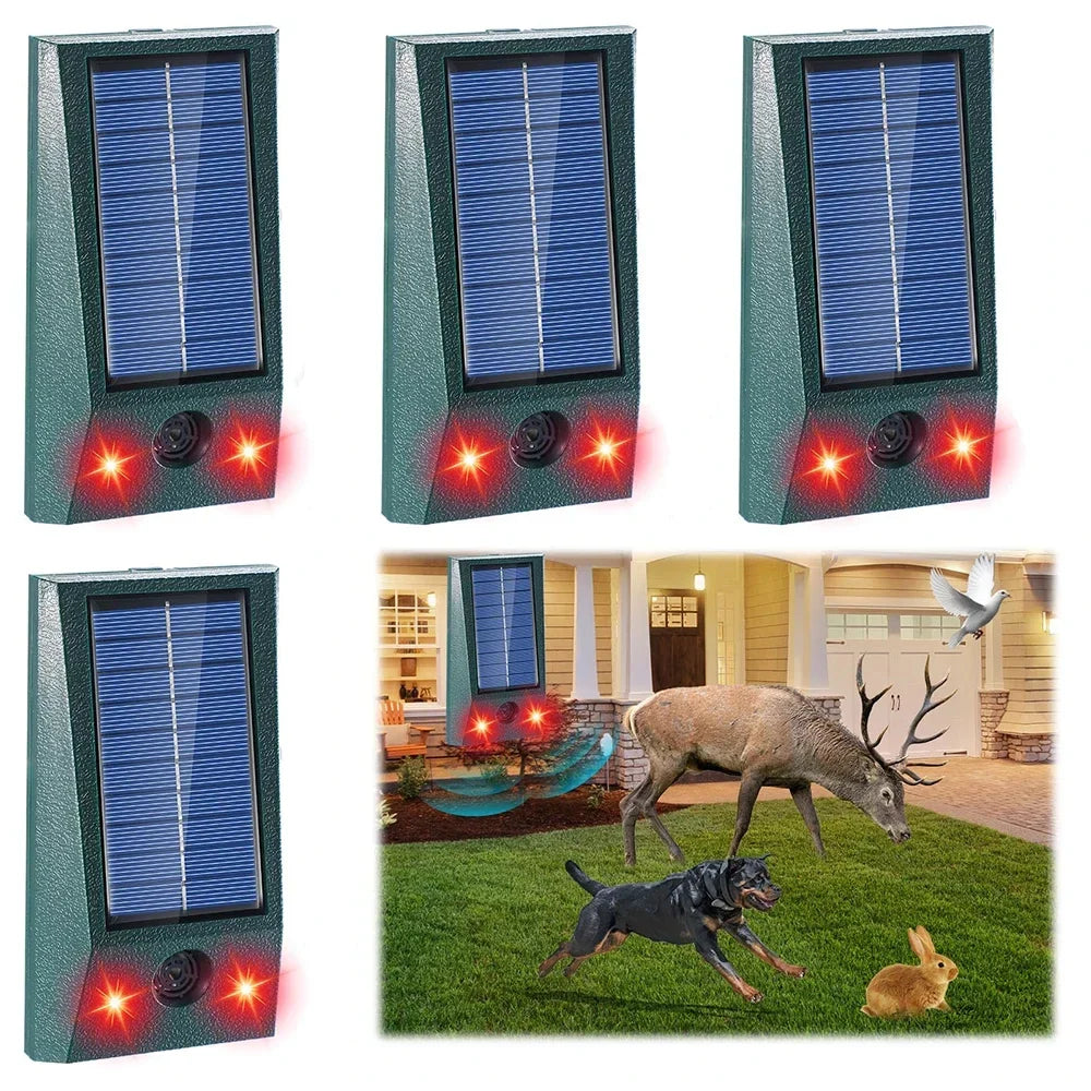 Ultrasone Dierenverjager met Zonnepaneel en Ledlampjes