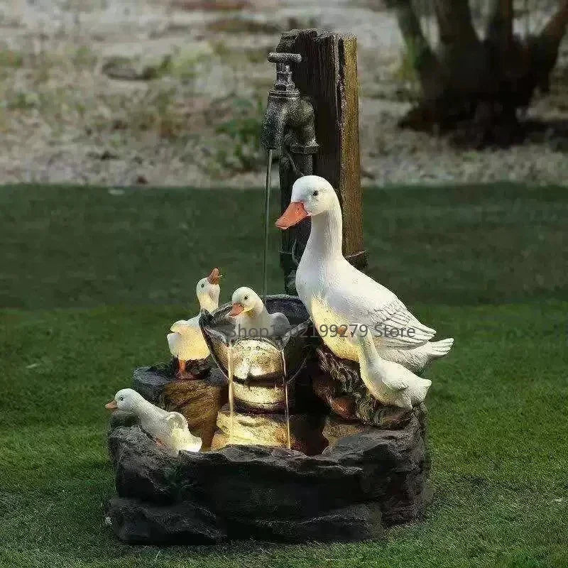 Solarfontein met Dierfiguur voor Sfeervolle Tuin‑ en Terrasdecoratie