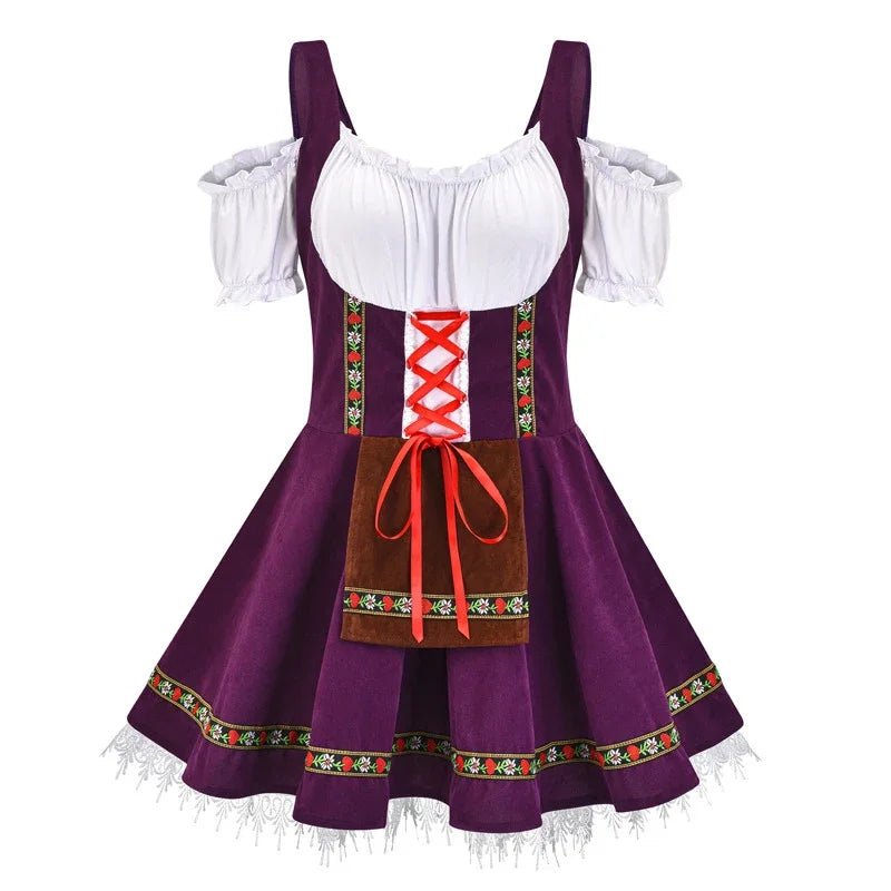Midi Oktoberfest Jurk Met Veterdetail En Traditionele Uitstraling