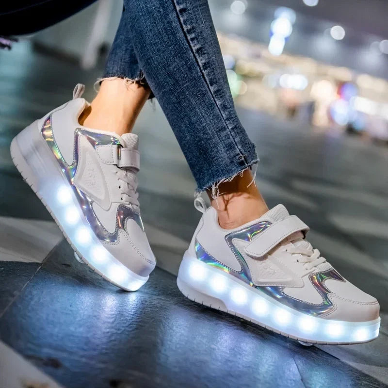 Kindersneakers Met LED Verlichting En Ingebouwde Wieltjes