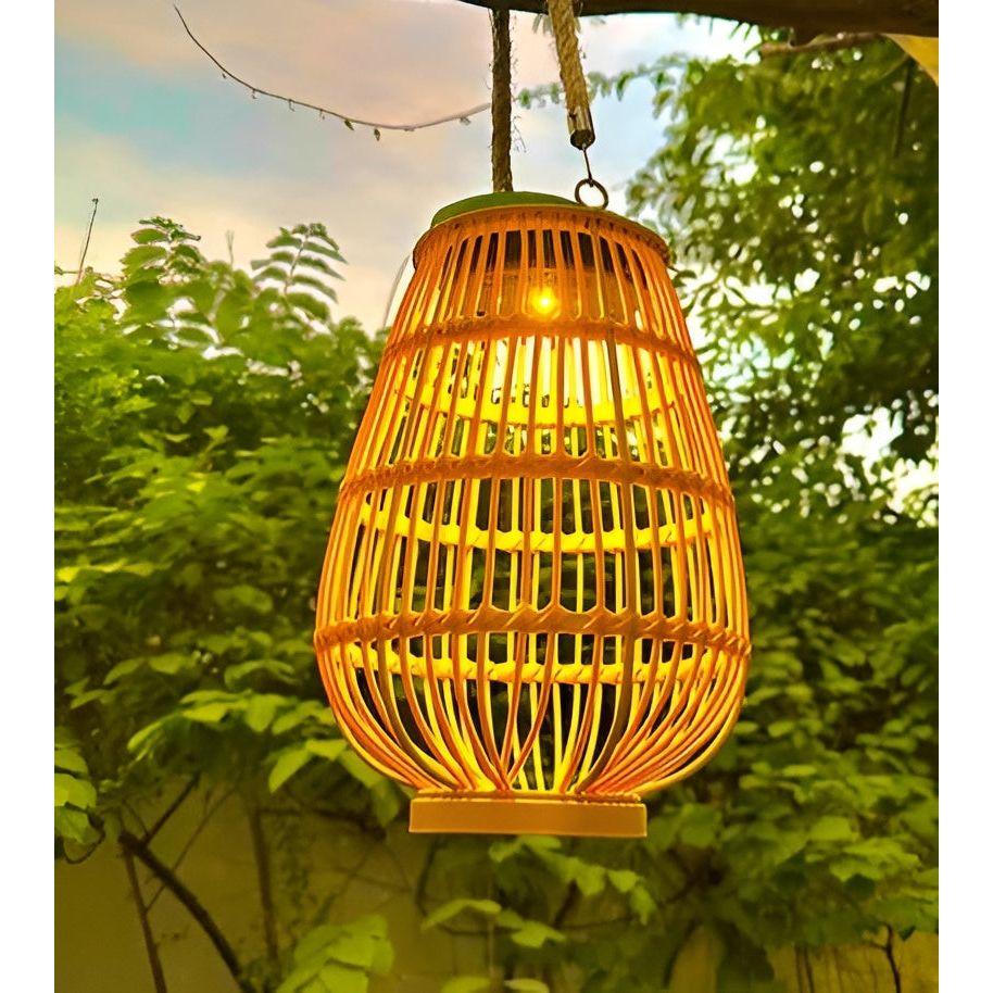 Rattan Buitenlamp Met Solenergie En Automatische Schemerverlichting