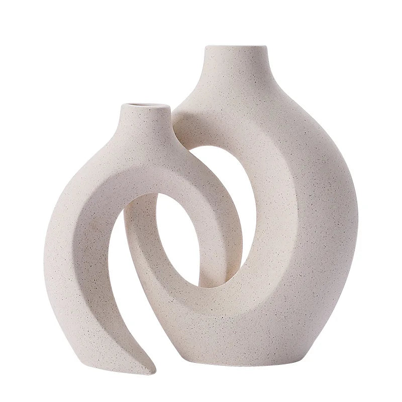 Keramische Vaas Set Met Moderne Boho‑Vorm En Luxe Porseleinen Afwerking