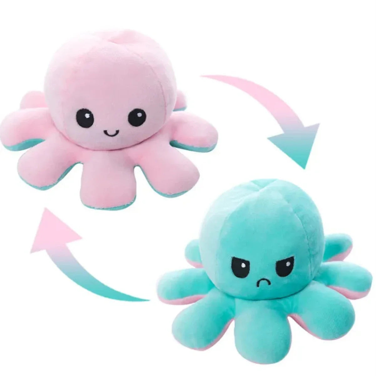 Omkeerbare Octopus Knuffel Met Dubbele Gezichtsuitdrukking Voor Knuffelplezier En Decoratie
