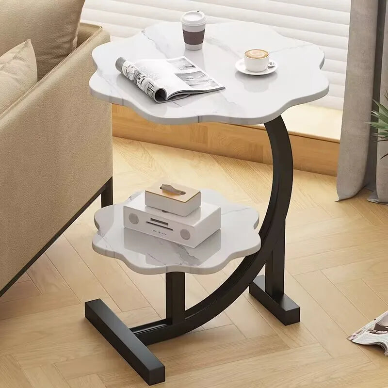 Tweelaagse Verplaatsbare Mini Bijzettafel voor Compacte en Functionele Woonkamerinrichting