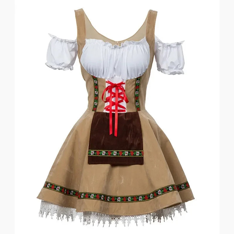 Midi Oktoberfest Jurk Met Veterdetail En Traditionele Uitstraling