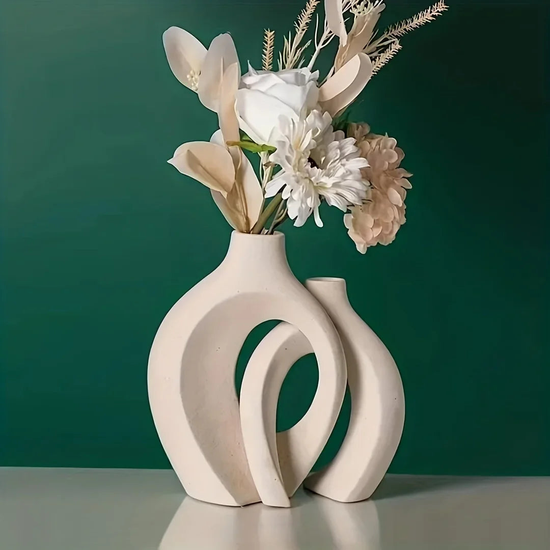 Keramische Vaas Set Met Moderne Boho‑Vorm En Luxe Porseleinen Afwerking