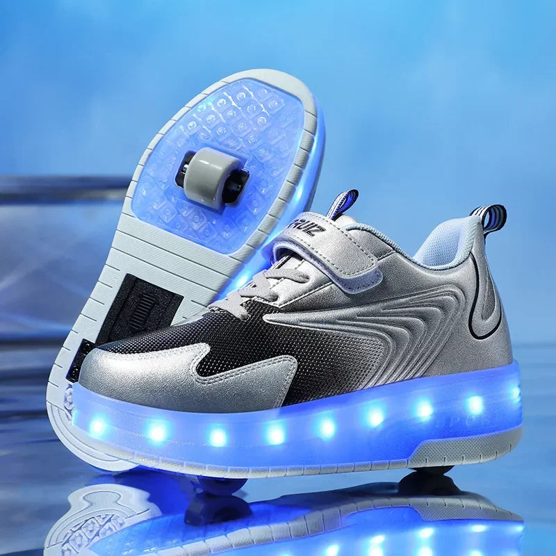 Kindersneakers Met LED Verlichting En Ingebouwde Wieltjes