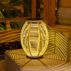 Rattan Buitenlamp Met Solenergie En Automatische Schemerverlichting