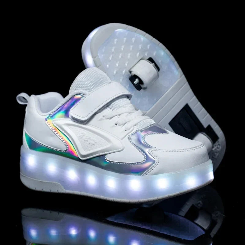Kindersneakers Met LED Verlichting En Ingebouwde Wieltjes