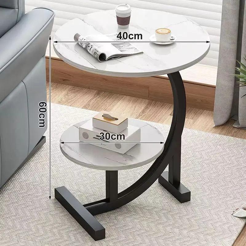 Tweelaagse Verplaatsbare Mini Bijzettafel voor Compacte en Functionele Woonkamerinrichting
