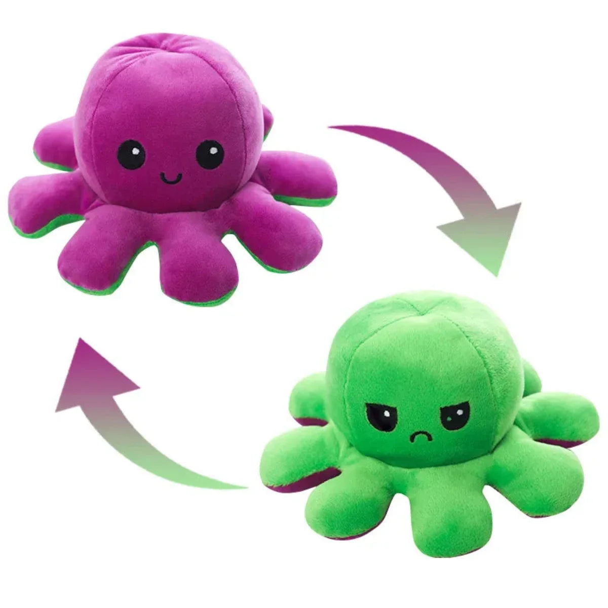 Omkeerbare Octopus Knuffel Met Dubbele Gezichtsuitdrukking Voor Knuffelplezier En Decoratie