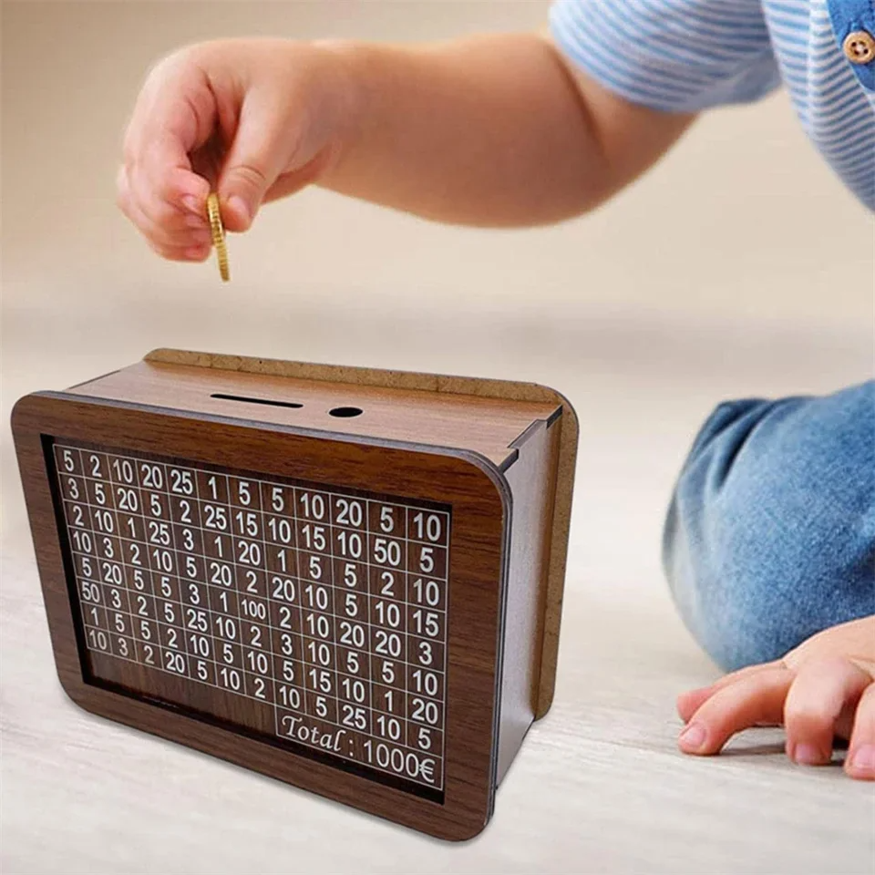 Houten Spaarpot met Gegraveerde Voorkant voor Duidelijke Doelen en Dagelijkse Motivatie