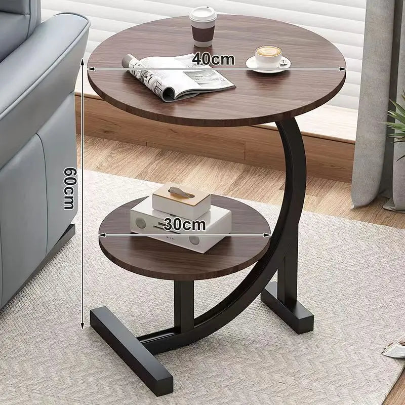 Tweelaagse Verplaatsbare Mini Bijzettafel voor Compacte en Functionele Woonkamerinrichting