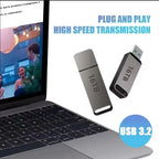 Metalen USB-opslag met compacte micro-USB-adapter