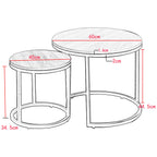 Set ronde tafels – wit marmer met gouden accenten voor een moderne woonkamerinrichting