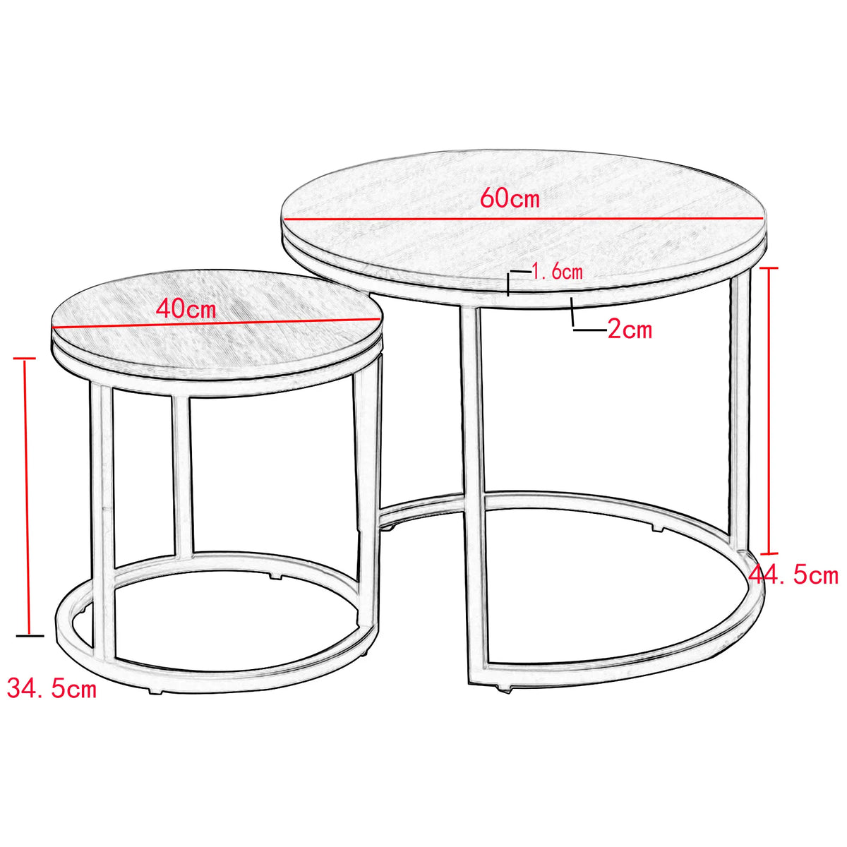 Set ronde tafels – wit marmer met gouden accenten voor een moderne woonkamerinrichting