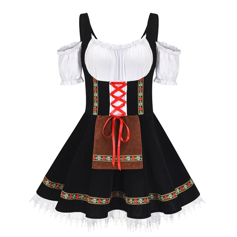 Midi Oktoberfest Jurk Met Veterdetail En Traditionele Uitstraling