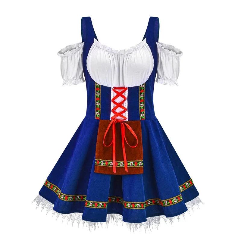 Midi Oktoberfest Jurk Met Veterdetail En Traditionele Uitstraling