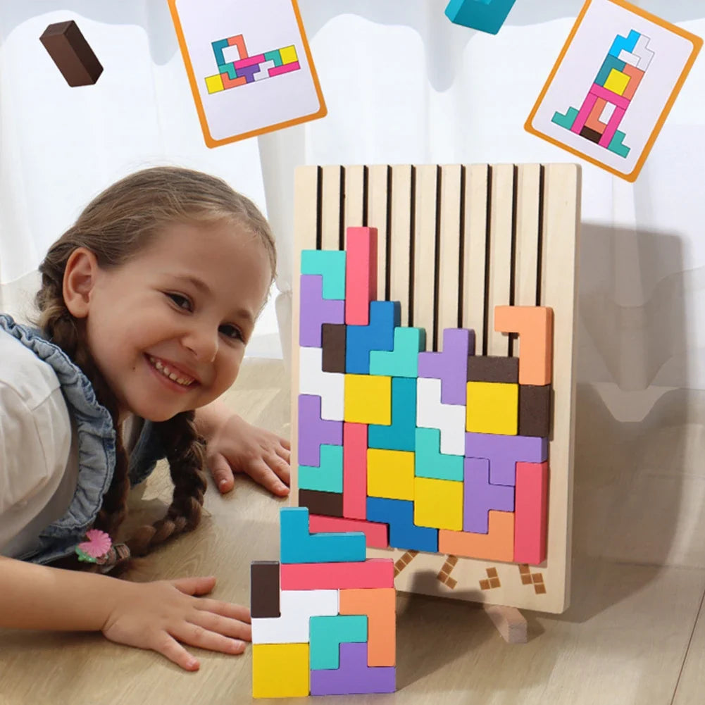 Houten Stapelspel met Natuurhout en Creatieve 3D‑Vormen