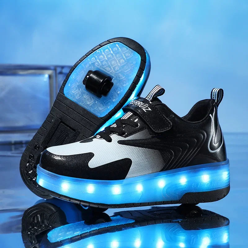Kindersneakers Met LED Verlichting En Ingebouwde Wieltjes