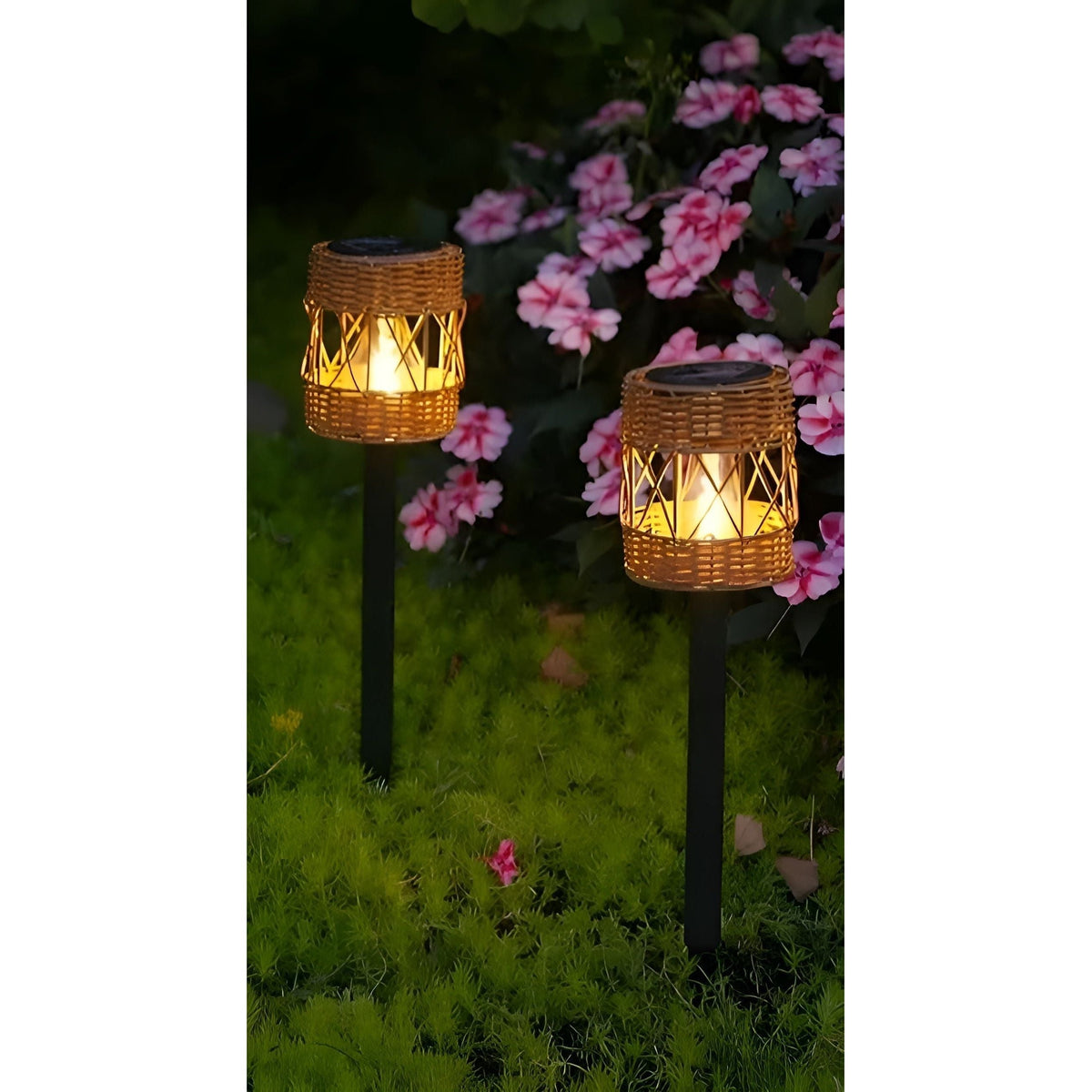 Rattan Buitenlamp Met Solenergie En Automatische Schemerverlichting