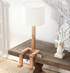 Scandinavische Tafellamp met Houten Opbergplank