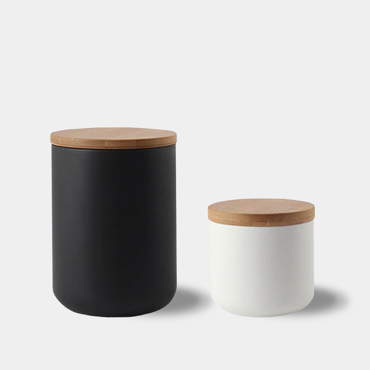 Keramische Opbergpot Met Houten Deksel En Minimalistisch Ontwerp
