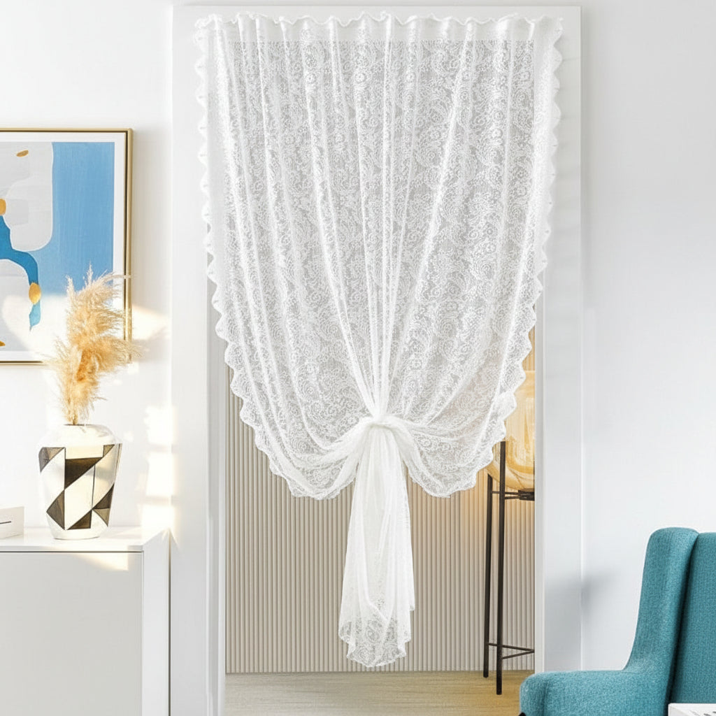 Lichtdoorlatend Gordijnpaneel met Decoratieve Kraalafwerking