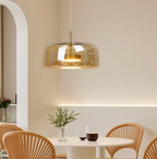 Hanglamp met Glazen Kap en Warme Moderne LED‑Sfeerverlichting