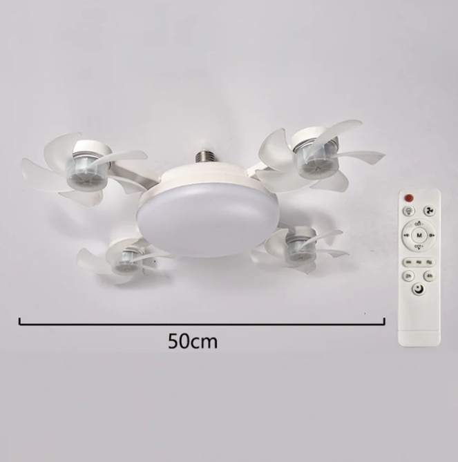 Plafondventilator met Dimbare LED‑Verlichting en E27 Schroefmontage