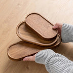 Dienblad Met Massief Hout En Handgemaakte Glad Gepolijste Afwerking