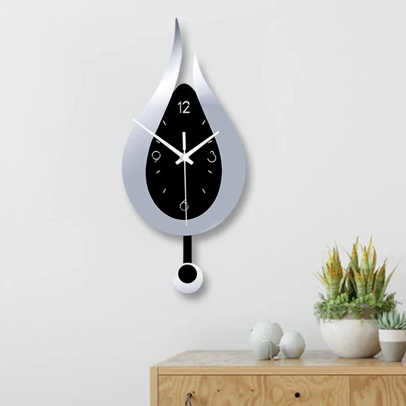 Acryl Wandklok Met Stille Beweging En Moderne Waterdruppelvorm