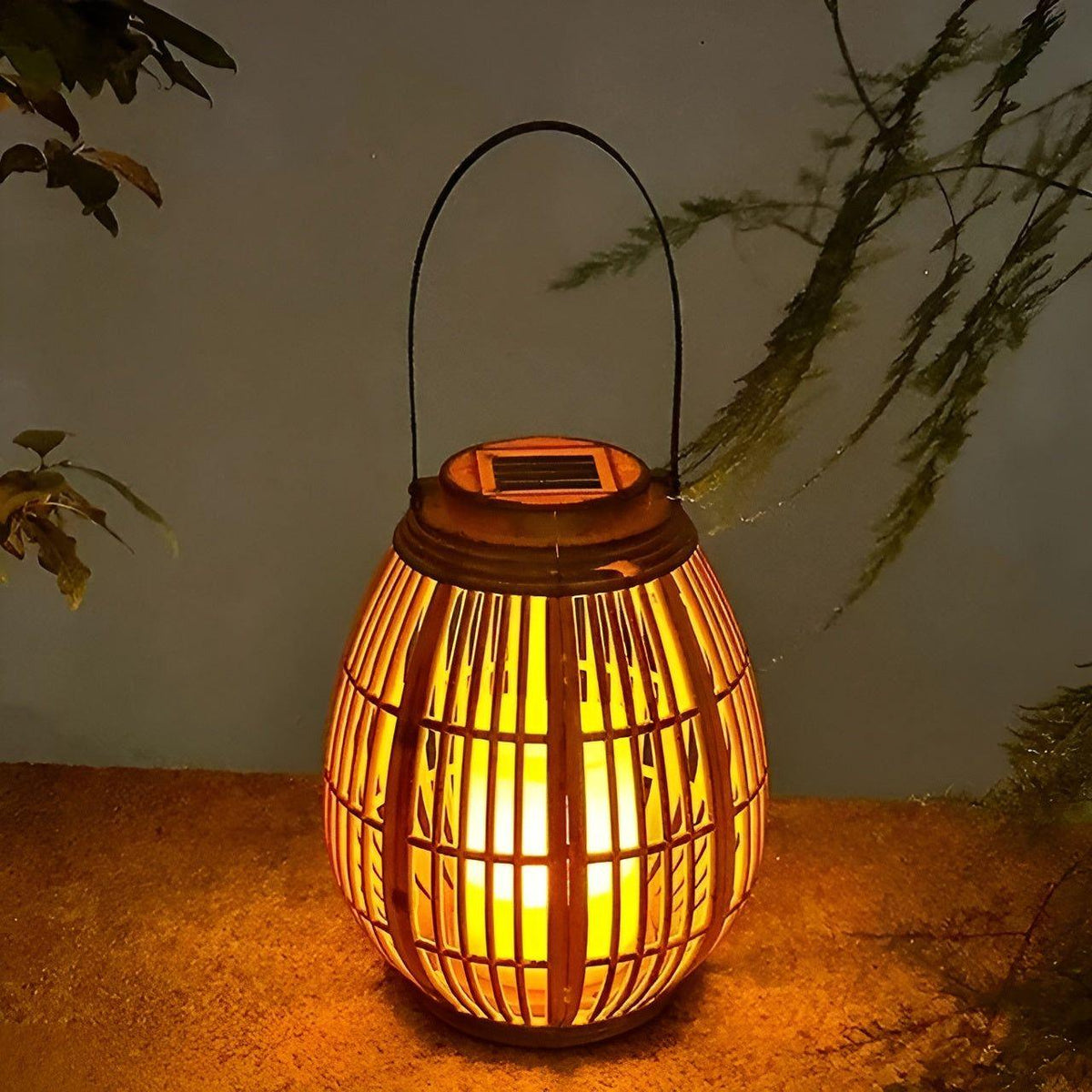 Rattan Buitenlamp Met Solenergie En Automatische Schemerverlichting