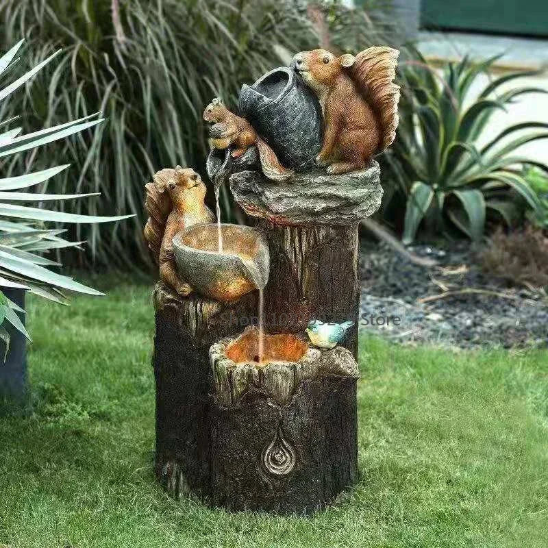 Solarfontein met Dierfiguur voor Sfeervolle Tuin‑ en Terrasdecoratie