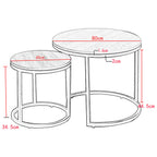 Set ronde tafels – wit marmer met gouden accenten voor een moderne woonkamerinrichting