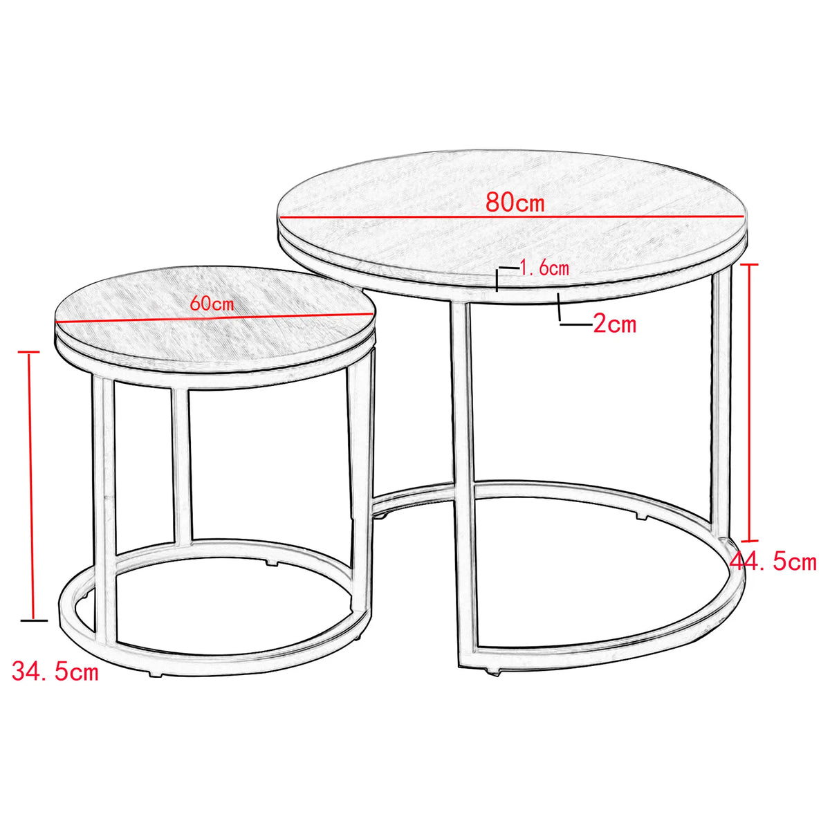 Set ronde tafels – wit marmer met gouden accenten voor een moderne woonkamerinrichting