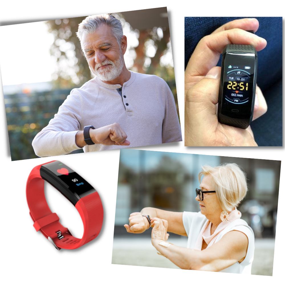 Senioren Smartwatch Met Gezondheidsmonitor En LED‑Display