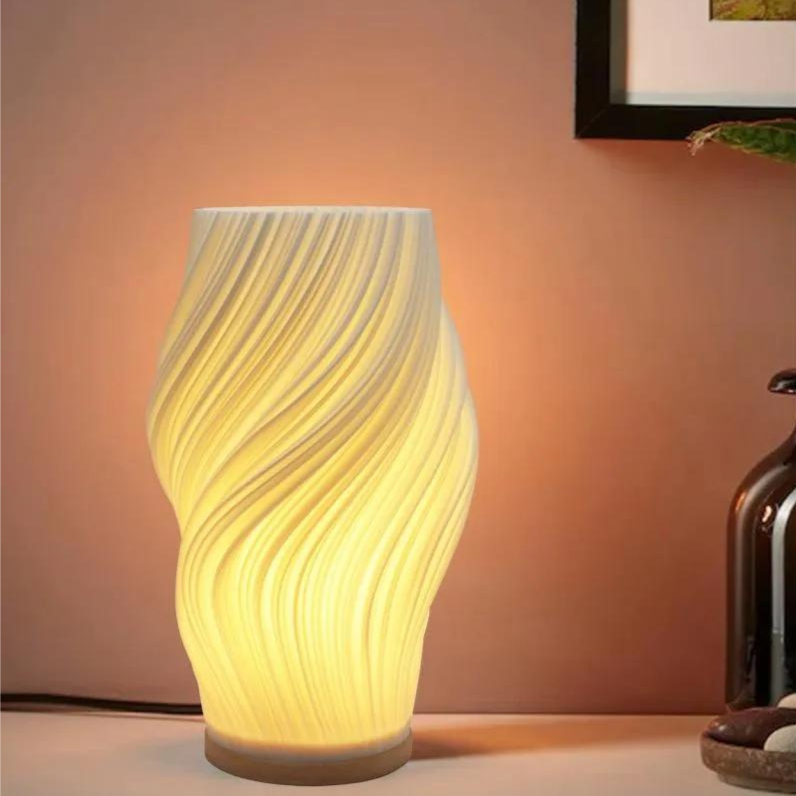 Golfvormige Tafellamp Met Sculpturale Vorm En Moderne Ledmodule