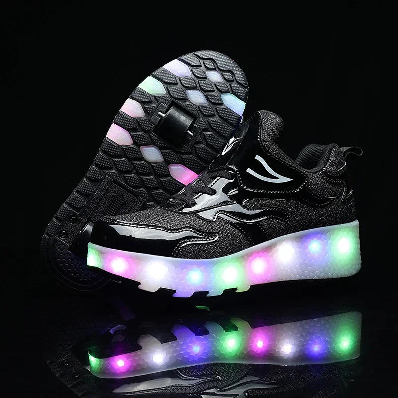 Kindersneakers Met LED Verlichting En Ingebouwde Wieltjes