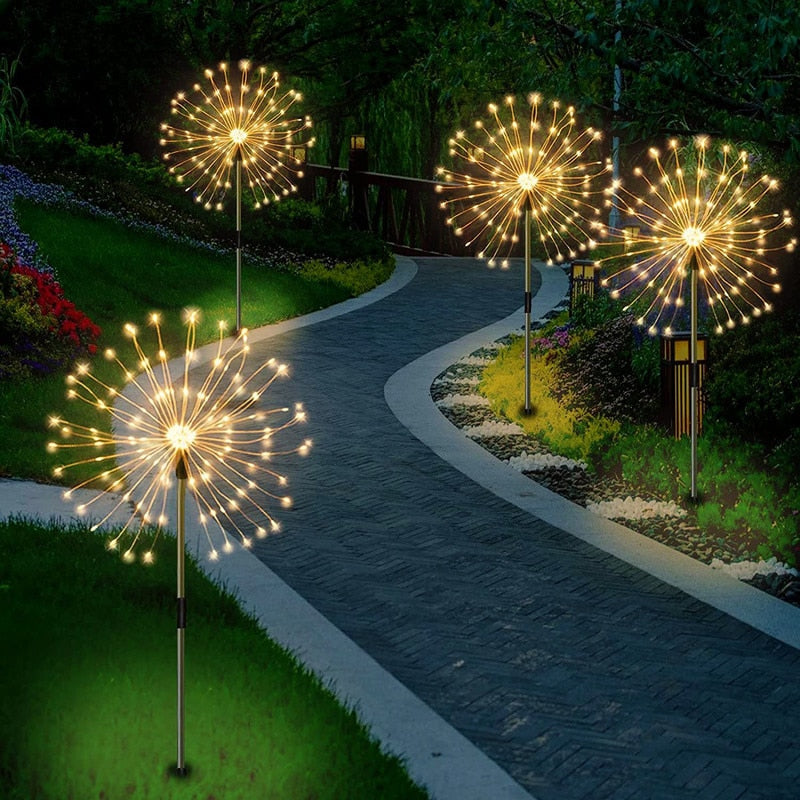 Waterdichte Zonne Tuinlamp Met Vuurwerk Effect