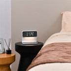 Tafellamp met Draadloze Oplader en LED‑Alarmfunctie voor Nachtkastgebruik