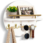 Wandorganiser met Ronde Houten Vorm en Metalen Accenten