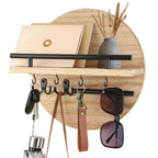 Wandorganiser met Ronde Houten Vorm en Metalen Accenten