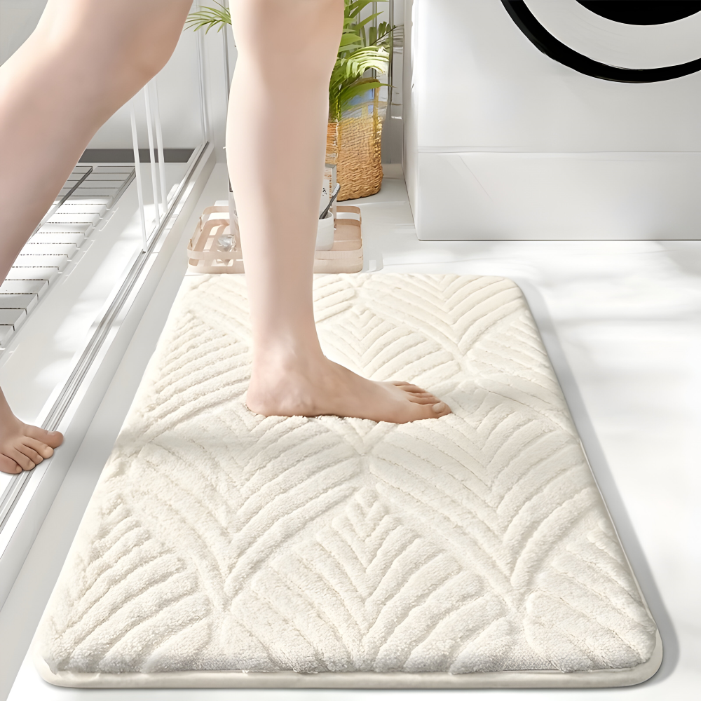 Zachte Microvezel Badmat met Geometrisch Patroon en Antislip Onderzijde