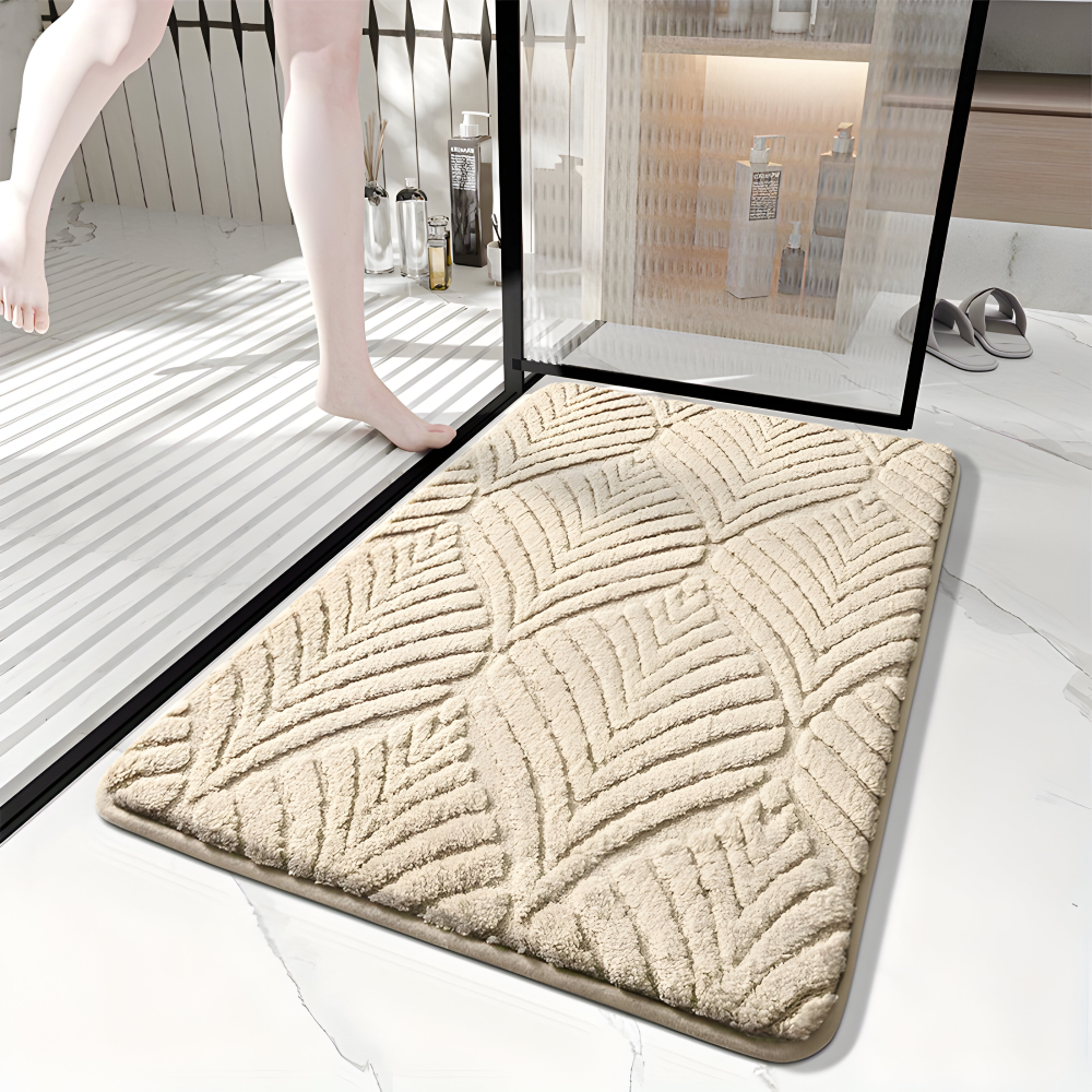 Zachte Microvezel Badmat met Geometrisch Patroon en Antislip Onderzijde