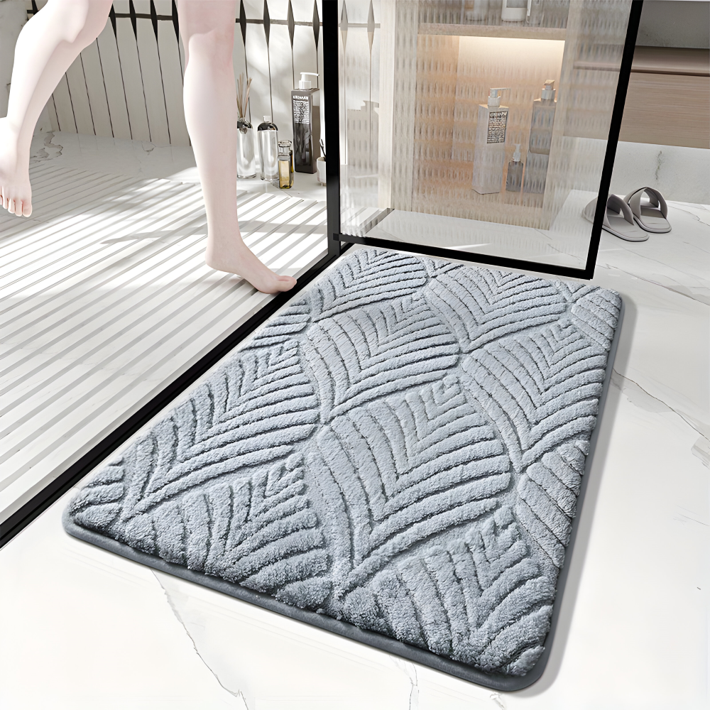 Zachte Microvezel Badmat met Geometrisch Patroon en Antislip Onderzijde
