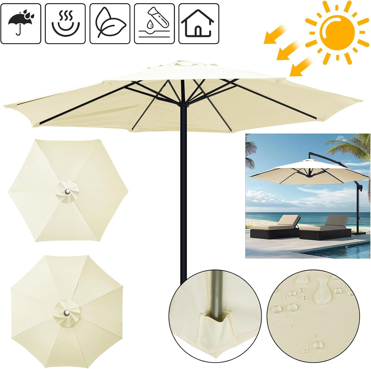 Vervangingshoes voor Parasol met Waterafstotende Polyester en Ventilatieopening