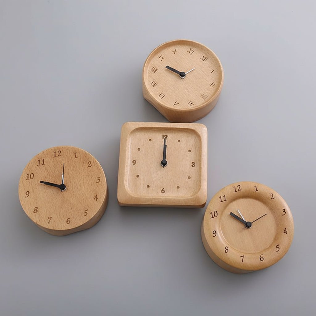 Houten Wekker met Stil Quartz‑Uurwerk voor Rustige Slaapruimtes