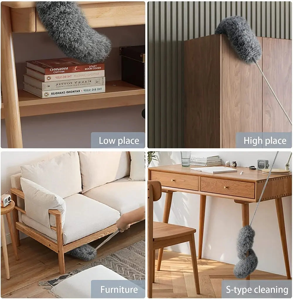 Uitschuifbare Microvezel Stofdoek met Telescopische Steel en Verwisselbare Dweilkoppen